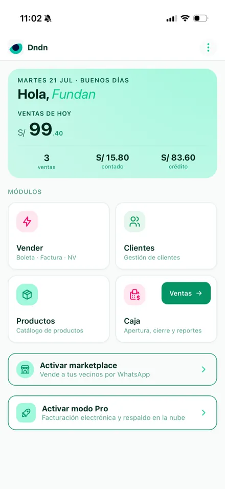 Inicio de la app con el tema Teal en modo claro