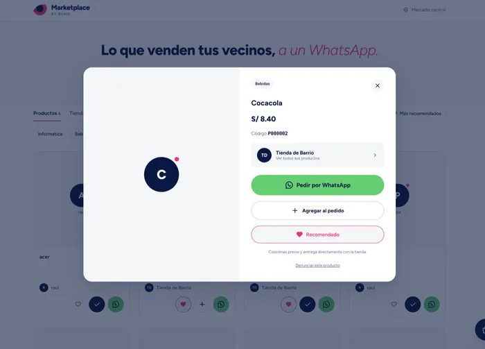 Detalle de un producto publicado en el marketplace
