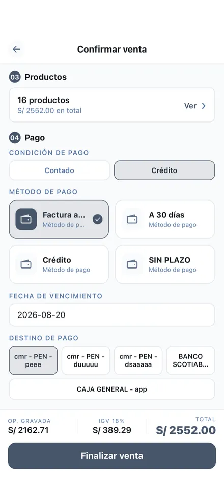Crédito a 30 días con fecha de vencimiento en la Versión Pro
