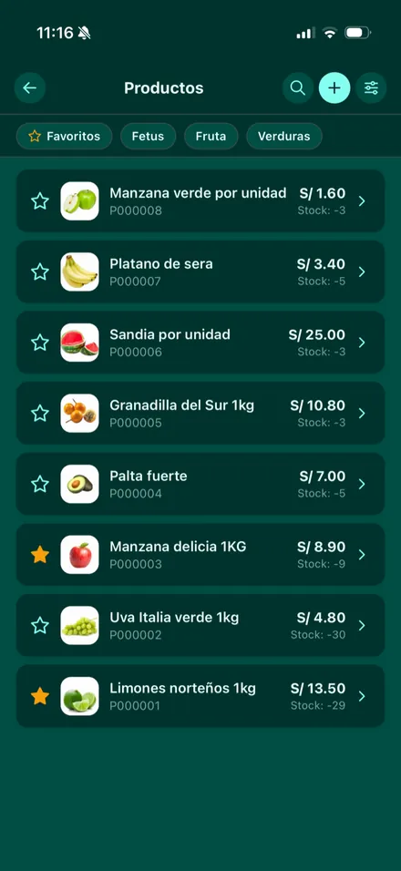 El mismo catálogo de productos en modo oscuro