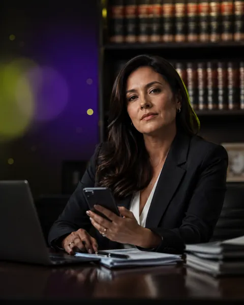 A lawyer checking her phone